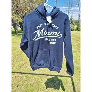 Gildan Surf,Sun,Sand Miami Florida Hoodie Sweatshirt Men S Blue Heavy Blend Tag